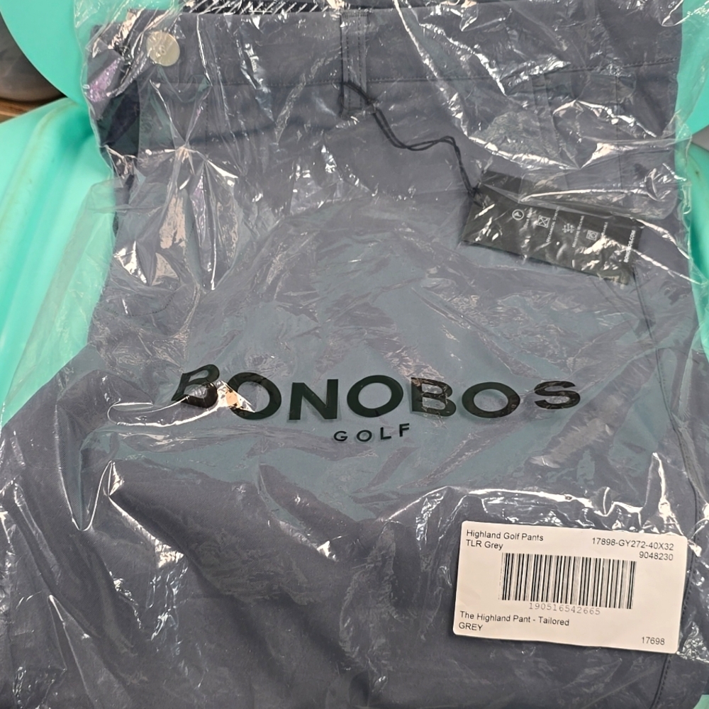 New mens Bonobos 40x32 Grey tailored Highland Golf Pants